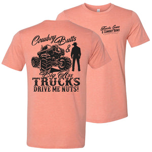 Cowboy Butts & Big Ass Trucks Cowgirl T Shirt heather sunset