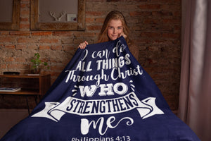 I Can Do All Things Through Christ Christian Blanket Throws navy 3