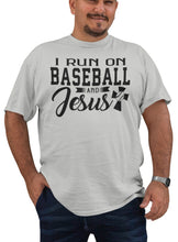 Load image into Gallery viewer, I Run On Baseball And Jesus 2 Christian Quote Tee