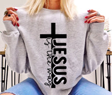 Load image into Gallery viewer, Jesus Is The Way Christian Quote Crewneck Sweatshirt