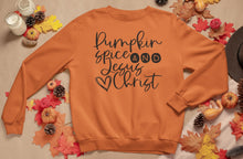 Load image into Gallery viewer, Pumpkin spice and Jesus Christ Crewneck Sweatshirt