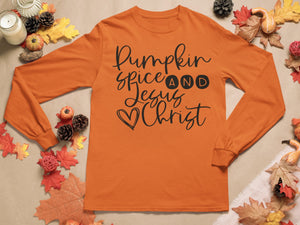 Pumpkin spice and Jesus Christ Long Sleeve T-Shirt
