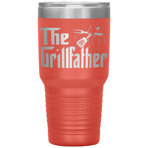 The Grillfather Funny Grill Dad Tumbler Gift coral