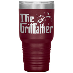 The Grillfather Funny Grill Dad Tumbler Gift maroon