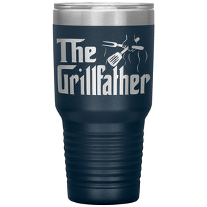 The Grillfather Funny Grill Dad Tumbler Gift navy