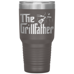 The Grillfather Funny Grill Dad Tumbler Gift pewter