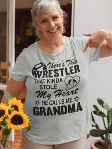 Wrestler Stole My Heart Grandma Wrestling Tshirt