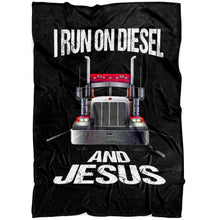 Load image into Gallery viewer, I Run On Diesel And Jesus Trucker Fleece Throw Blanket
