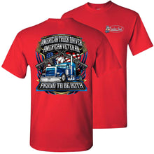 Load image into Gallery viewer, American Truck Driver American Veteran Trucker T-Shirt Back Print red