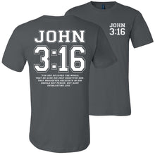 Load image into Gallery viewer, John 3:16 Bible Verse T-Shirt asphalt