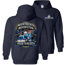 Load image into Gallery viewer, American Truck Driver American Veteran Trucker Hoodie navy