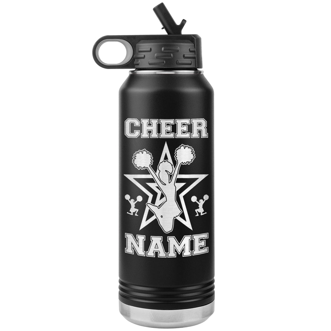 32oz Cheerleading Water Bottle Tumbler, Cheer Gifts black