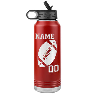 32oz. Water Bottle Tumblers Personalized Football Water Bottles red