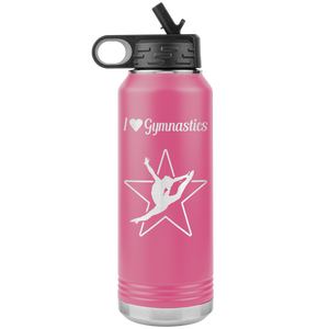 I Love Gymnastics Water Bottle Tumbler pink