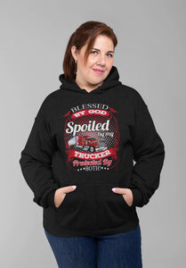 Blessed By God Spoiled By My Trucker Girlfriend Wife Hoodie mock up