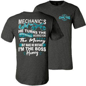 I'm The Boss Honey Funny Mechanic Wife Shirts dark gray