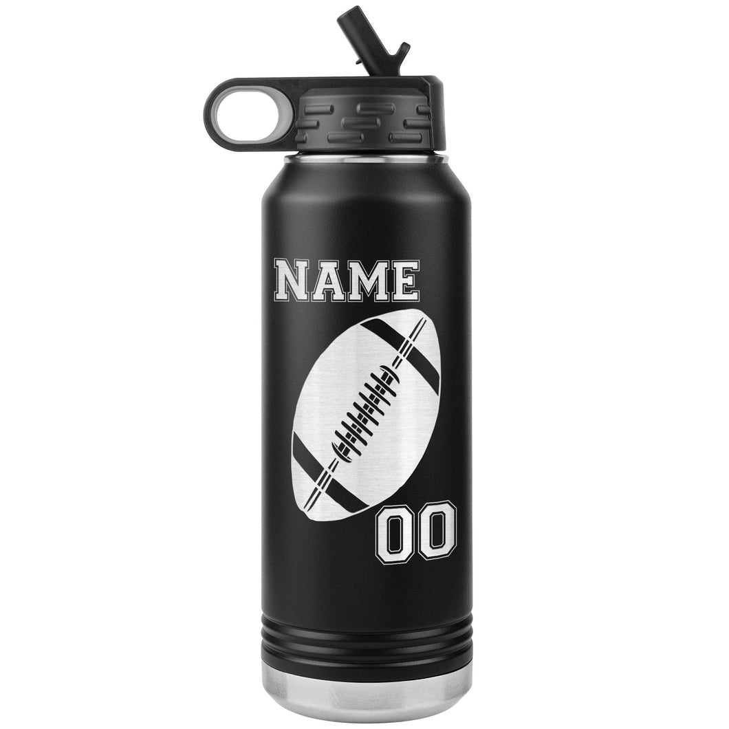 32oz. Water Bottle Tumblers Personalized Football Water Bottles black