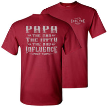 Load image into Gallery viewer, Papa The Man The Myth The Bad Influence Funny Papa Shirt cardnail