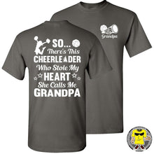 Load image into Gallery viewer, So There&#39;s This Cheerleader Who Stole My Heart She Calls Me Grandpa Cheer Grandpa Shirts charcoal