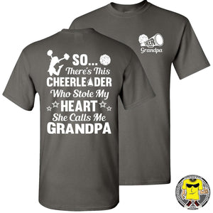 So There's This Cheerleader Who Stole My Heart She Calls Me Grandpa Cheer Grandpa Shirts charcoal