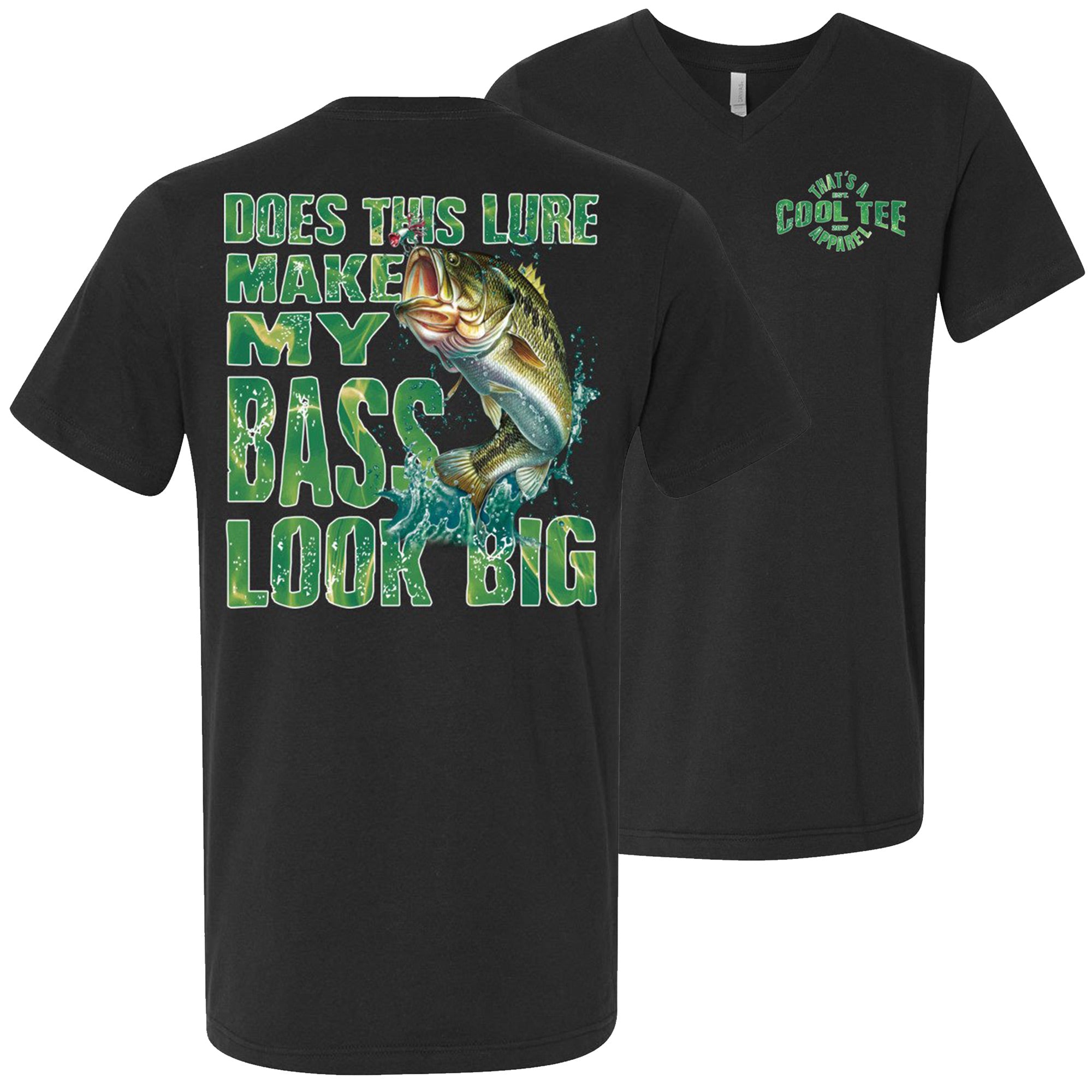 Does This Lure Make My Bass Look Big Funny Fishing Shirts V-Neck Tee / Dark Grey / S