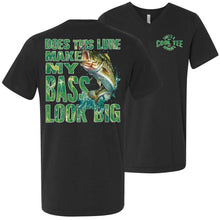 Load image into Gallery viewer, Does This Lure Make My Bass Look Big Funny Fishing Shirts dk gray v-neck