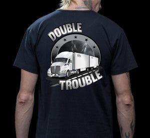 Double Trouble LTL Truck Driver T-Shirt mock up