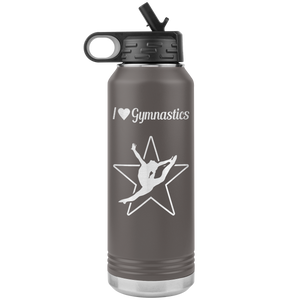 I Love Gymnastics Water Bottle Tumbler pewter