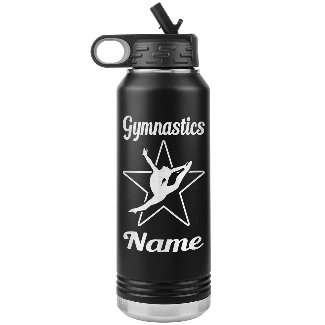 32oz Gymnastics Water Bottle Tumbler black