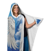 Load image into Gallery viewer, Psalms 91:4 NLT Angel Wings Christian Hooded Blanket 4