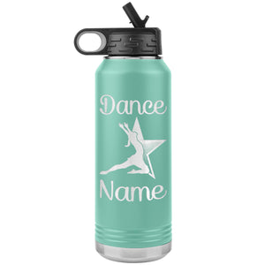 Dance Tumbler Water Bottle, Personalized Dance Gifts teal