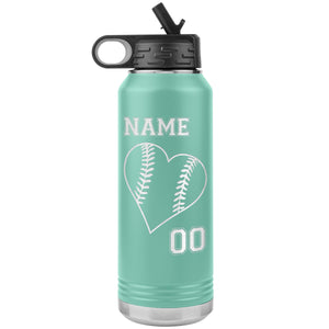 32oz Tumbler Softball Water Bottle Or Baseball Water Bottle teal