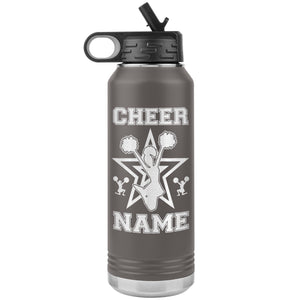 32oz Cheerleading Water Bottle Tumbler, Cheer Gifts pewter