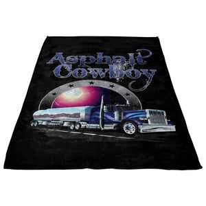 Asphalt Cowboy Trucker Fleece Throw Blanket Pete With Tanker 2