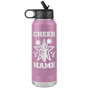 32oz Cheerleading Water Bottle Tumbler, Cheer Gifts light purple