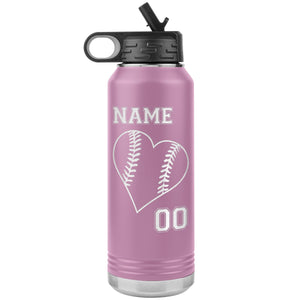 32oz Tumbler Softball Water Bottle Or Baseball Water Bottle light purple