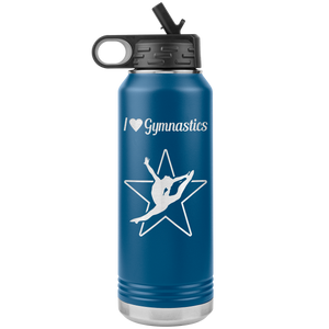 I Love Gymnastics Water Bottle Tumbler blue