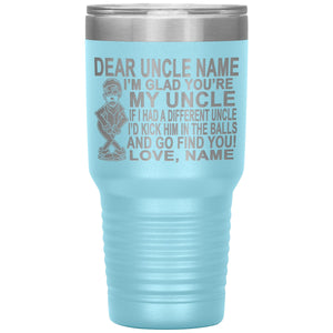 Dear Uncle I'm Glad You're My Uncle Funny Uncle Tumbler light blue