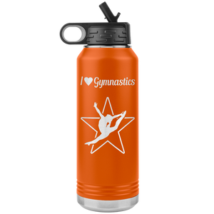 I Love Gymnastics Water Bottle Tumbler orange