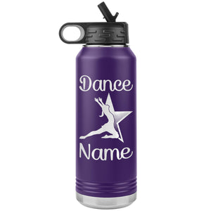 Dance Tumbler Water Bottle, Personalized Dance Gifts purple