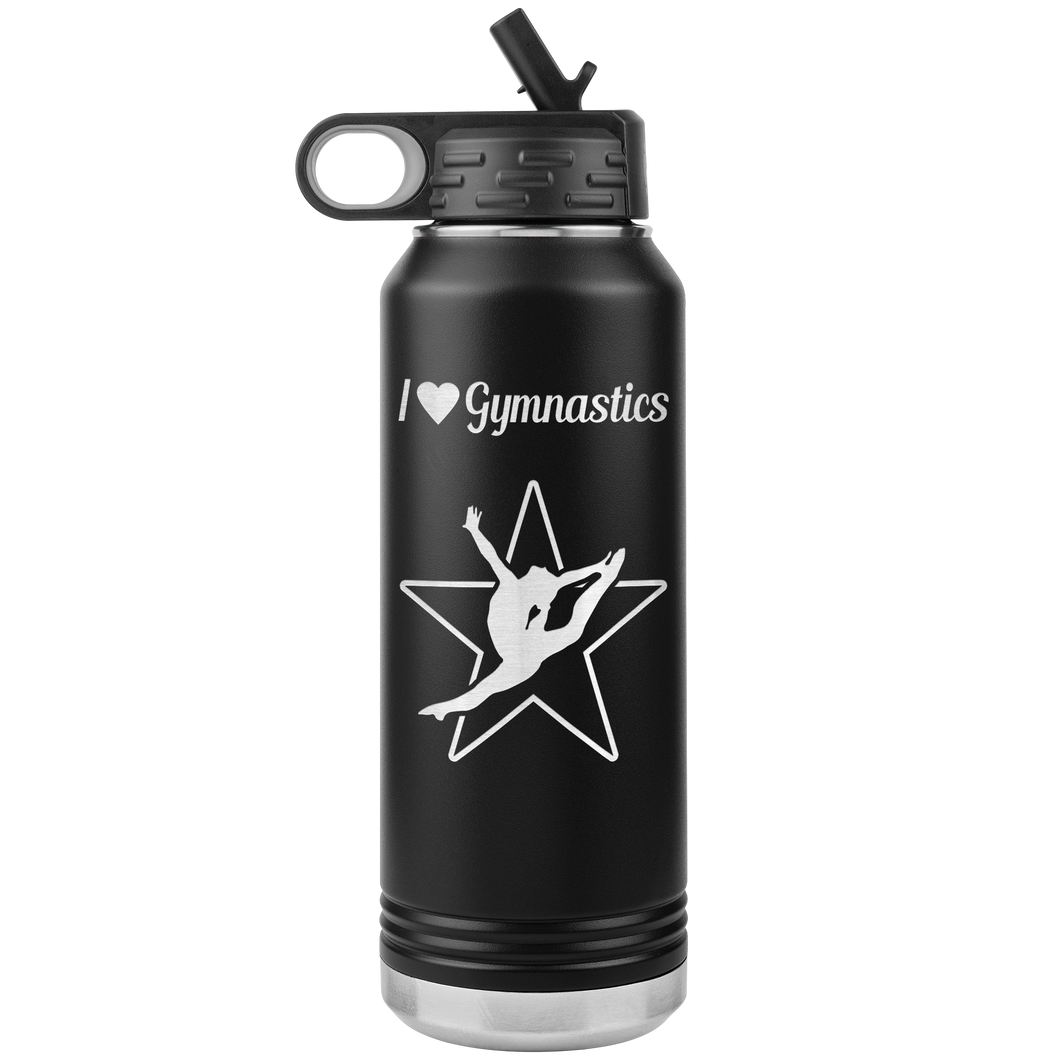 I Love Gymnastics Water Bottle Tumbler black