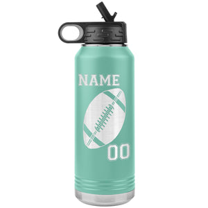 32oz. Water Bottle Tumblers Personalized Football Water Bottles teal