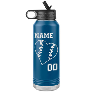 32oz Tumbler Softball Water Bottle Or Baseball Water Bottle blue
