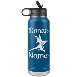 Dance Tumbler Water Bottle, Personalized Dance Gifts blue