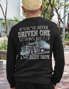 Let Daddy Drive Funny Trucker Shirts LS mock up