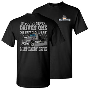 Let Daddy Drive Funny Roll-Off Truck Driver Shirts black