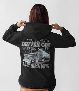 Let Mama Drive Funny Lady Truck Driver Hoodies mock up