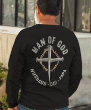 Load image into Gallery viewer, Christian Quote Crewneck Sweatshirt, Man Of God Husband Dad Papa