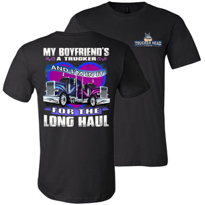 My Boyfriend's A Trucker Truckers Girlfriend T-Shirts | Trucker Head black