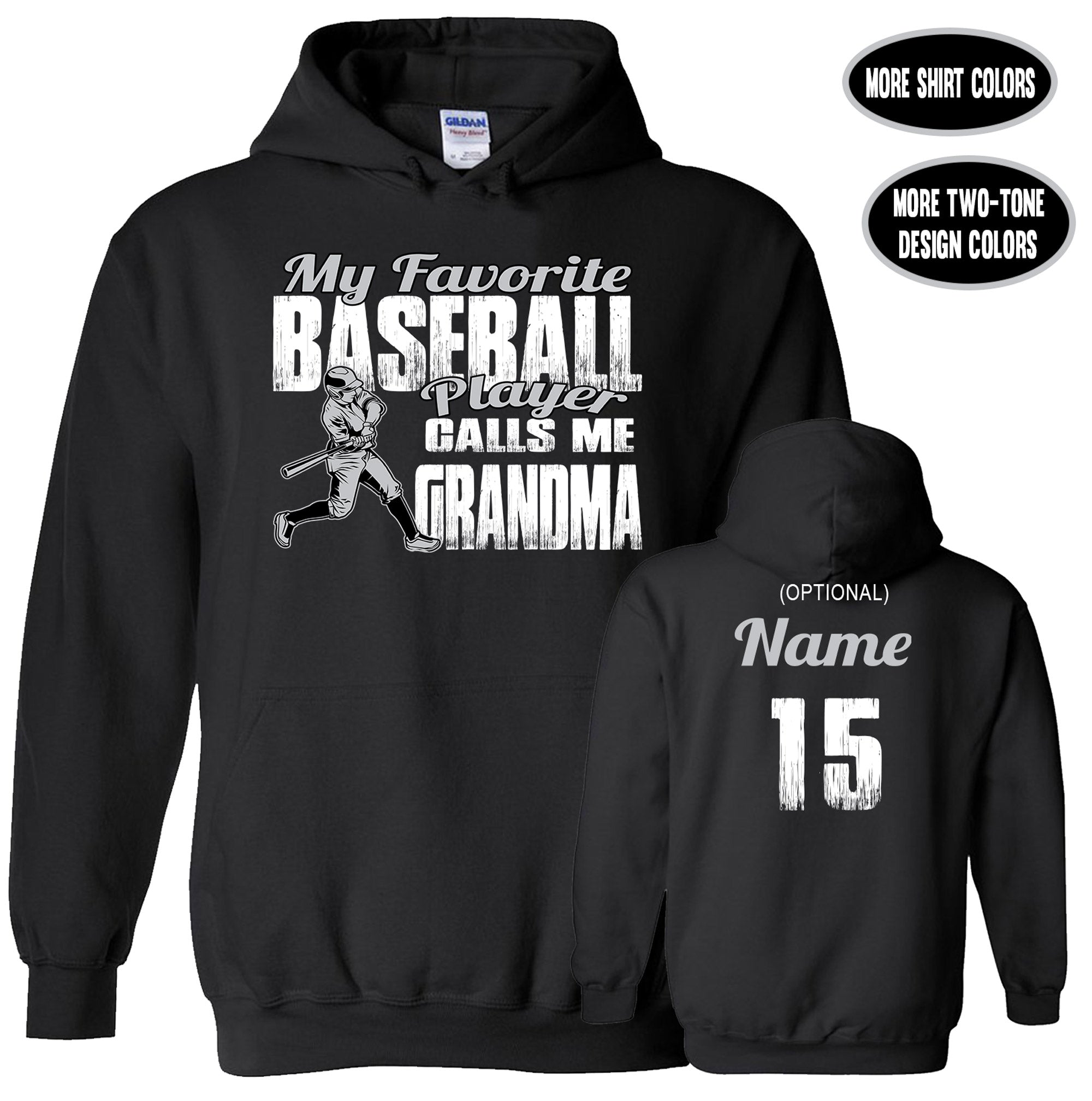 Font Baseball With Player' Unisex Two-Tone Hoodie